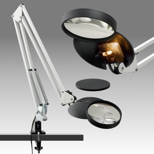 Lupa stojánková s čočkou průměru 110 mm s halogenovým osvětlením - LS 01-20S/SS110 - D 470